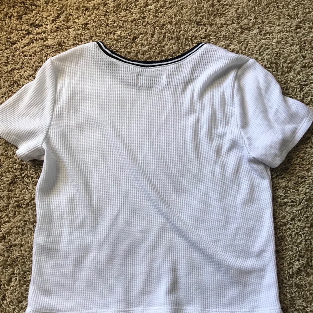 White Hollister Shirt with Bordered Neck Line